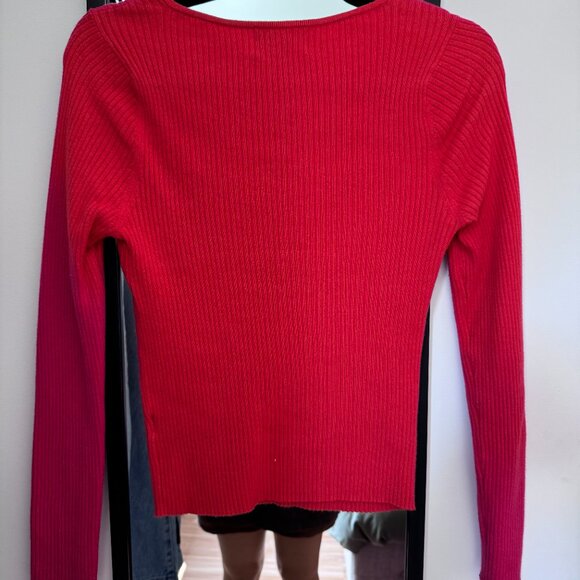 Red Long-Sleeve Ribbed Sweater Old Navy - Picture 3 of 4